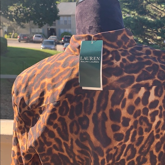 Lauren Ralph Lauren Leopard-Print Crepe Shirt - Picture 6 of 10